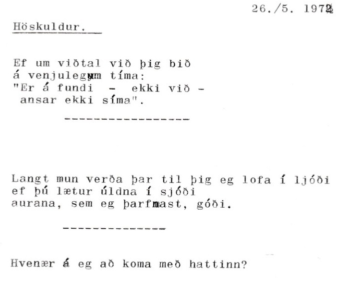 Frumgögn 1 af HÖSKULDUR Ort 26. maí 1972