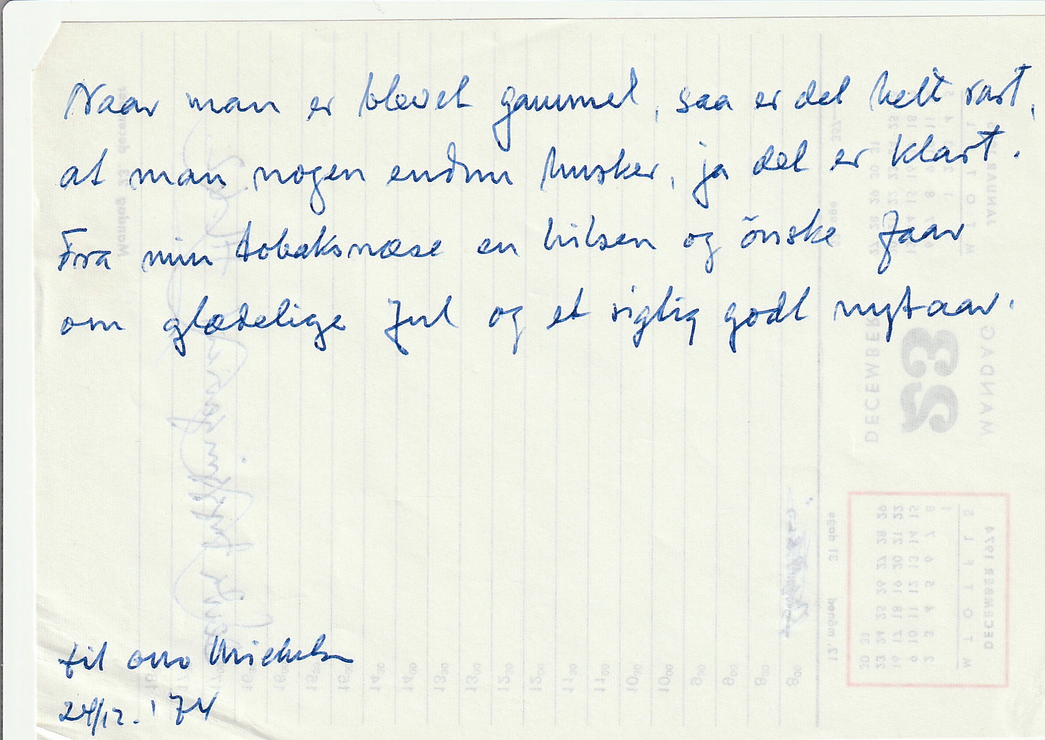 Frumgögn 1 af Til Otto Michelsen 24. des 1974