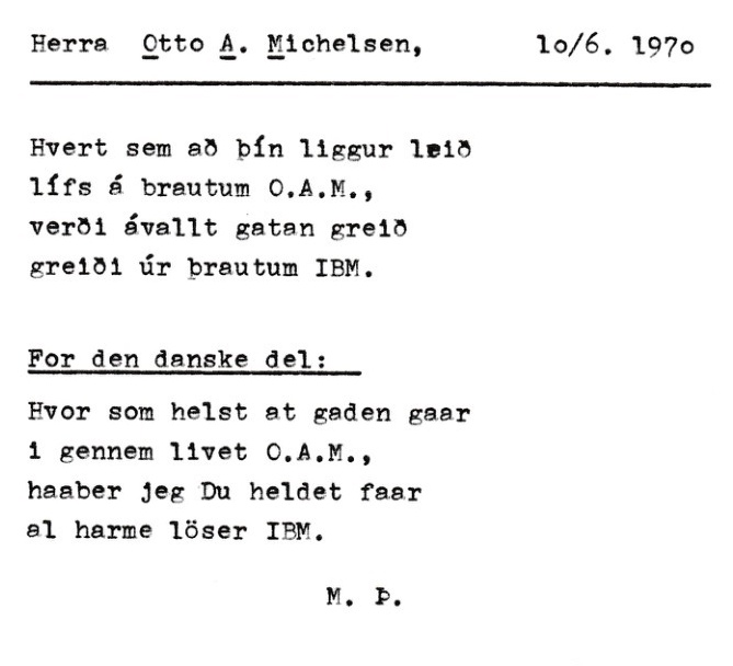 Frumgögn 1 af Herra Otto A. Michelsen 10. júní 1970