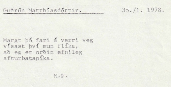 Frumgögn 1 af Guðrún Matthíasdóttir 30. janúar 1978