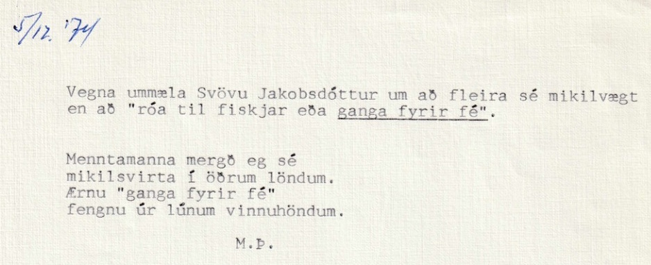 Frumgögn 1 af 5. desember 1974
