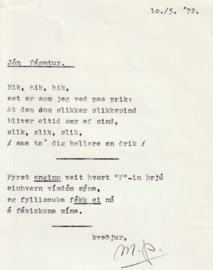 Frumgögn 1 af Jón fágætur 10. maí 1972