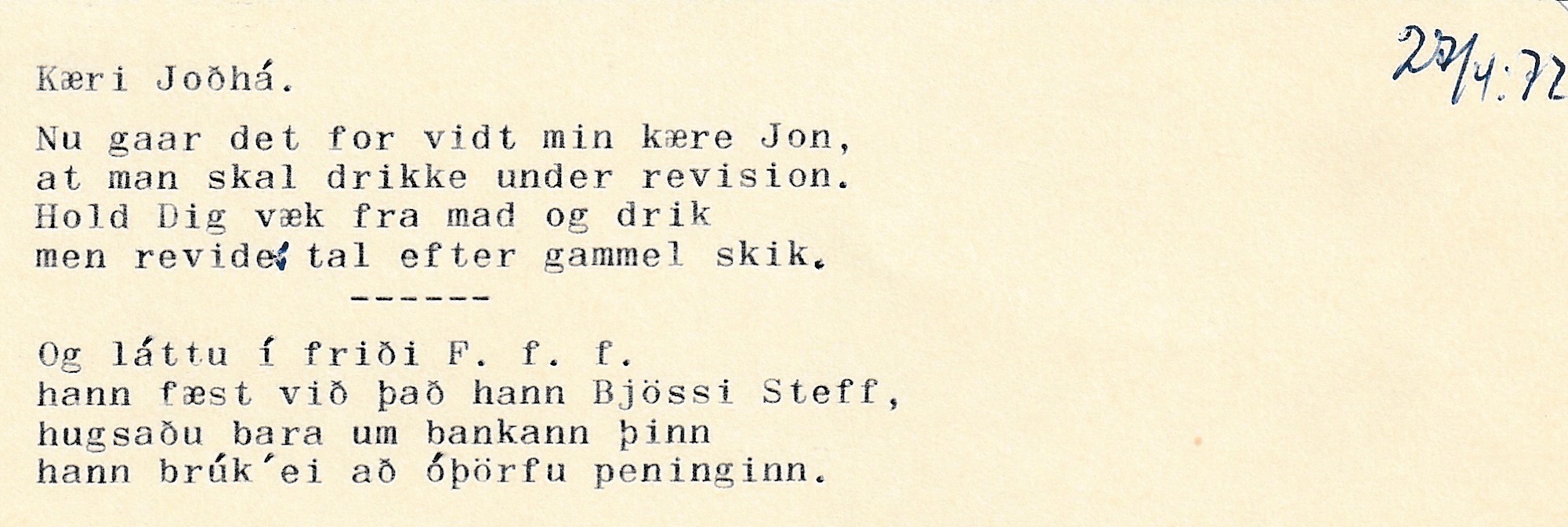 Frumgögn 1 af Kæri Joðhá 27. apríl 1972