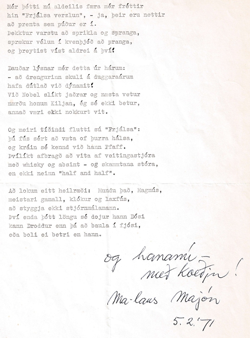 Frumgögn 1 af 5. febrúar 1971