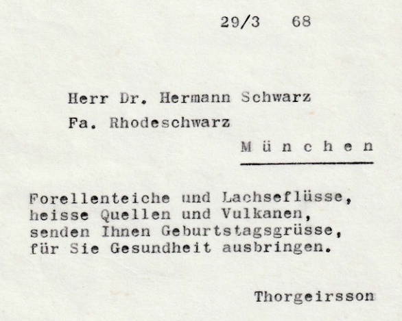 Frumgögn 1 af Afmæliskveðja til Dr. Schwarz 29. mars 1968