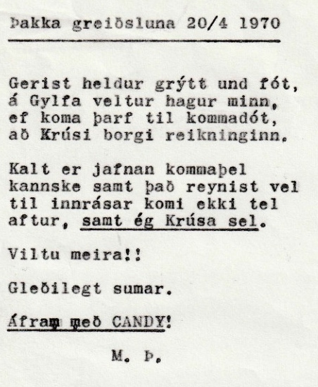 Frumgögn 1 af Þakka greiðsluna 20. apríl 1970