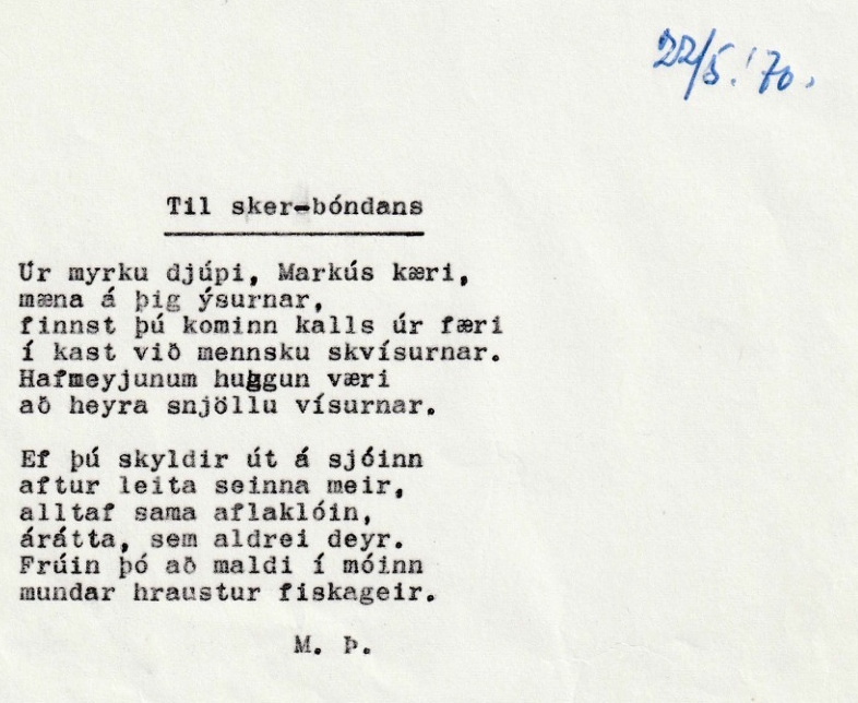 Frumgögn 1 af Til sker-bóndans 22. maí 1970