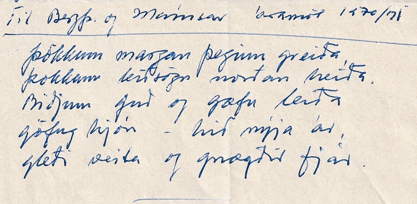 Frumgögn 1 af Til Bergþóru og Maríusar Áramót 1970-71