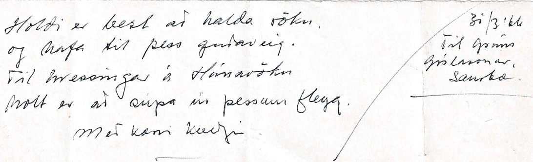 Frumgögn 1 af Til Gríms Gíslasonar Saurbæ 31. mars 1966