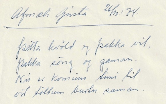 Frumgögn 1 af Afmæli Gústa 26. október 1974