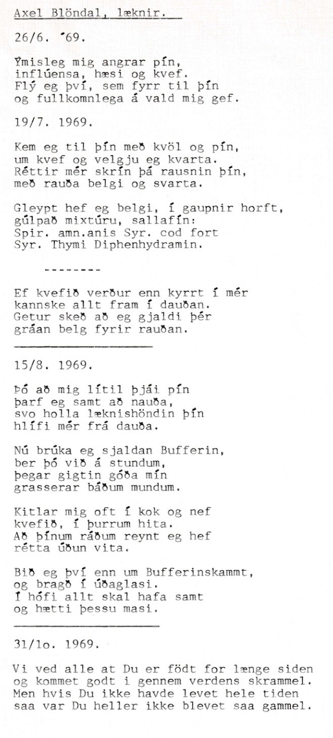 Frumgögn 1 af Axel Blöndal, læknir 26. júní 1969