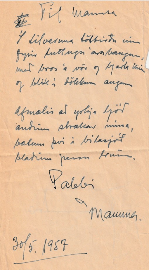 Frumgögn 1 af Til Mannsa 30. maí 1957