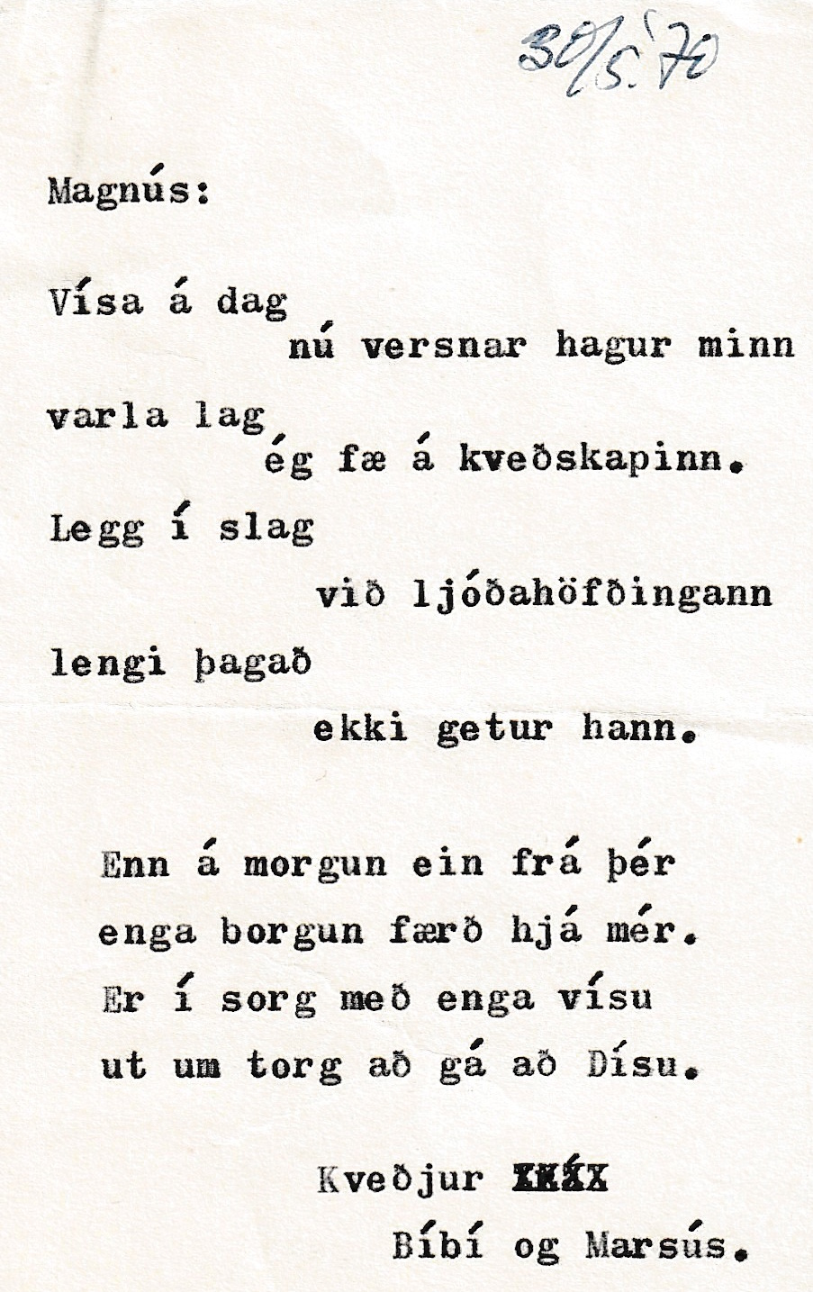 Frumgögn 1 af 30. maí 1970