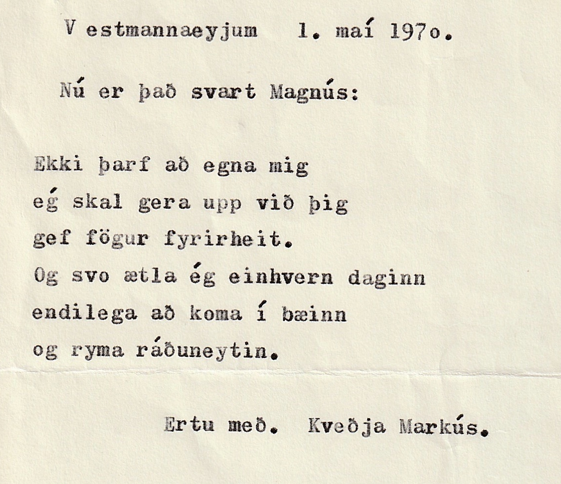 Frumgögn 1 af Vestmannaeyjum 1, maí 1970.