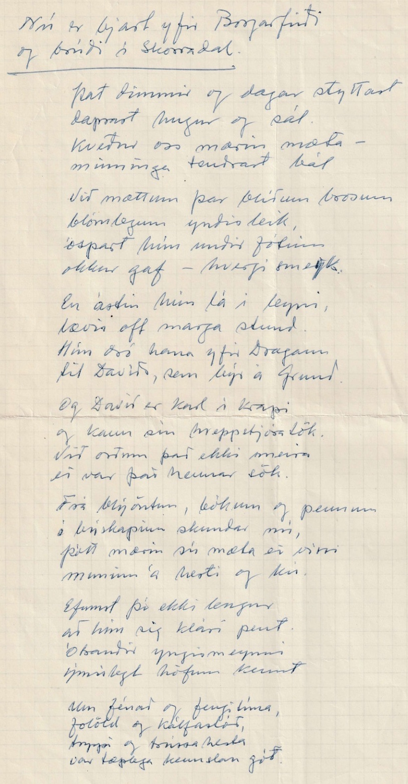 Frumgögn 1 af Nú er bjart yfir Borgarfirði og brúði á Skorradal