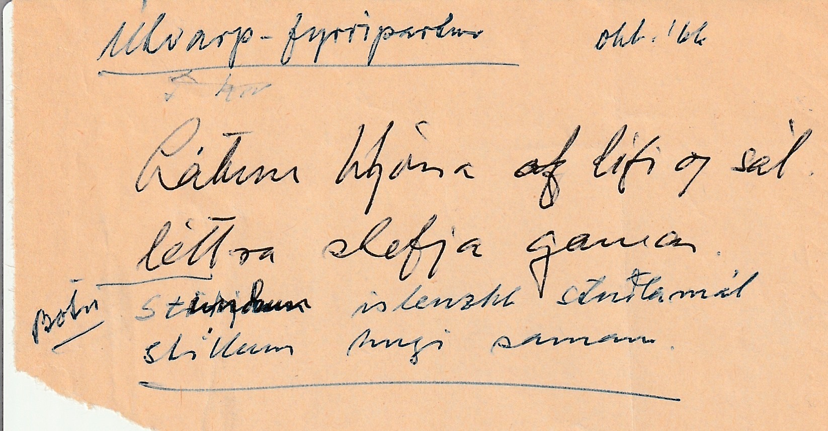 Frumgögn 1 af Útvarps fyrripartur Október 1966