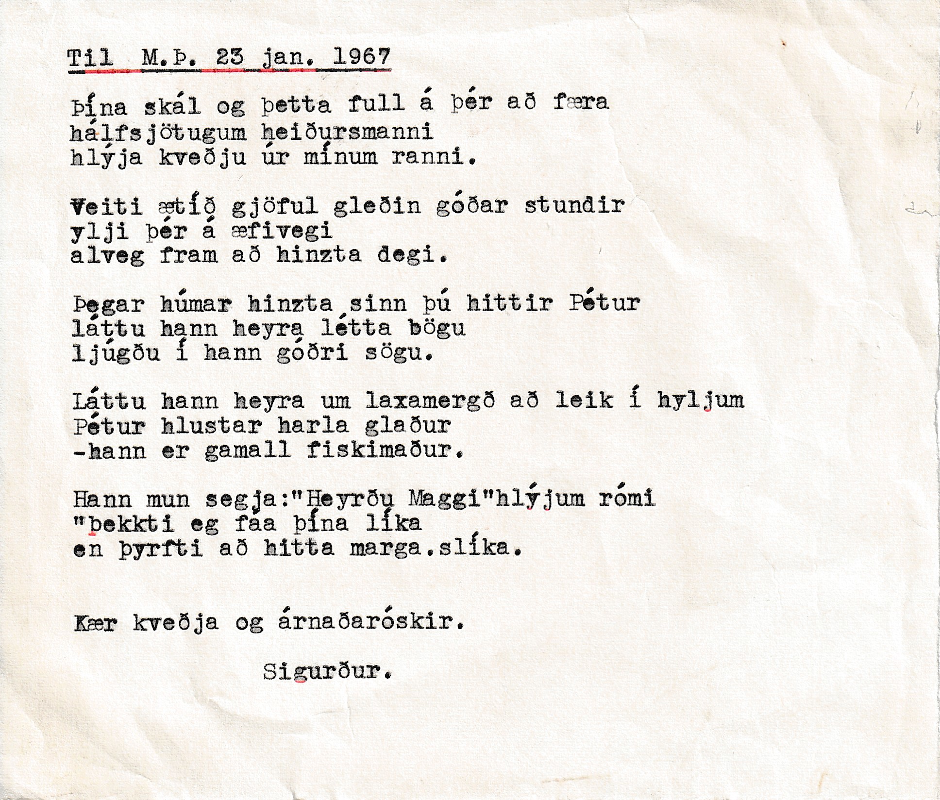 Frumgögn 1 af Til M.Þ. 23. janúar 1967